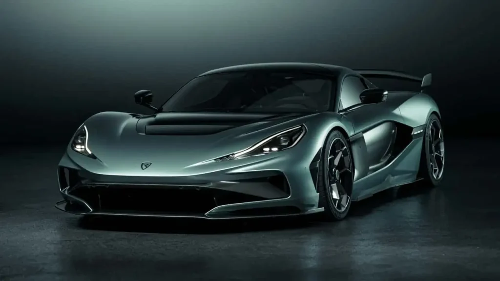 "Electric Supercars Rimac Nevera speeding on track"