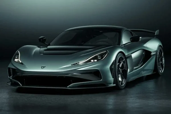 "Electric Supercars Rimac Nevera speeding on track"